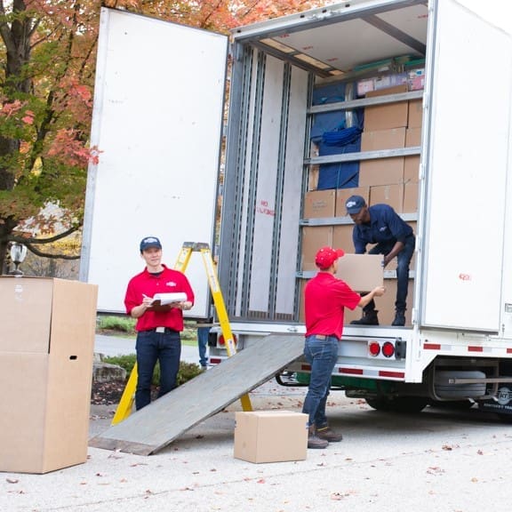 National Van Lines crew loading a moving truck